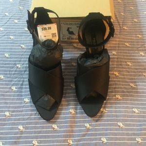 Zara Satin Black High Heels Sz 6.5 Zara Satin Black High Heels Sz 6.5