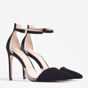 ZARA D'orsay Ankle Strap Heels with vinyl ZARA D'orsay Ankle Strap Heels with vinyl