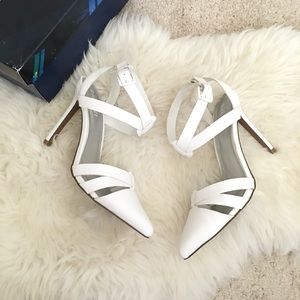 Tildon Shoes - White Pointed Toe Strappy Heels Tildon Shoes - White Pointed Toe Strappy Heels