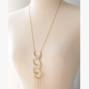 Jewelry - Gold Hammered Crescent Trio Pendant Necklace Jewelry - Gold Hammered Crescent Trio Pendant Necklace