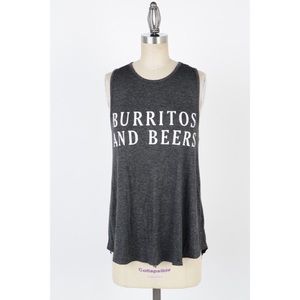 Tops - "Burritos & Beers" Top -Dark Grey Tops - "Burritos & Beers" Top -Dark Grey