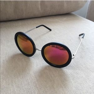 Accessories - Mirror Pink Orange Black Round Sunglasses Accessories - Mirror Pink Orange Black Round Sunglasses