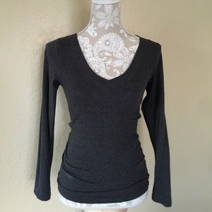 Ambiance Apparel Tops - Charcoal Grey Fitted Long Sleeve Cotton Tee Ambiance Apparel Tops - Charcoal Grey Fitted Long Sleeve Cotton Tee