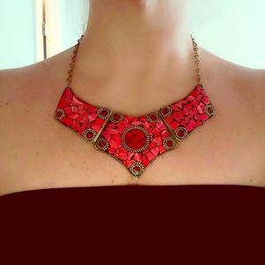 Jewelry - Red and Gold Statement Necklace Jewelry - Red and Gold Statement Necklace