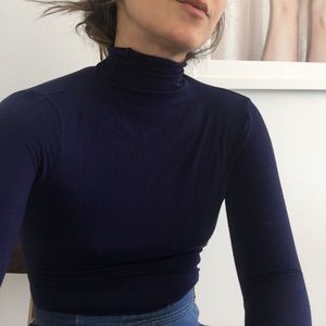 Sweaters - Navy/Purple Cotton Turtleneck Sweater Sweaters - Navy/Purple Cotton Turtleneck Sweater