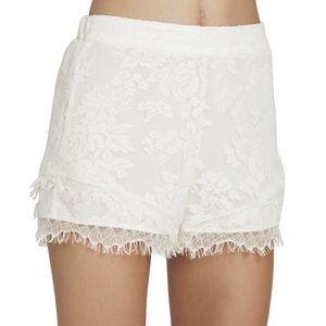 BCBGeneration Pants - Cream Lace Elastic-Waist Shorts BCBGeneration Pants - Cream Lace Elastic-Waist Shorts