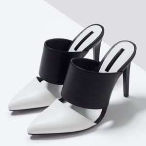 Zara Shoes - Zara Black & White Pointed Toe Mules-Euro 40 Zara Shoes - Zara Black & White Pointed Toe Mules-Euro 40