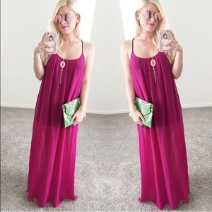 Dresses & Skirts - Sexy maxi dress pink fuchsia sheer Dresses & Skirts - Sexy maxi dress pink fuchsia sheer