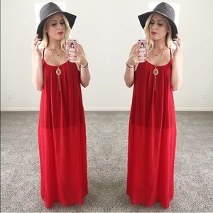 Dresses & Skirts - Red maxi dress sheer sexy long Dresses & Skirts - Red maxi dress sheer sexy long