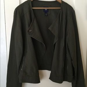GAP Jackets & Blazers - Gap Green Linen Moto Biker Jacket GAP Jackets & Blazers - Gap Green Linen Moto Biker Jacket