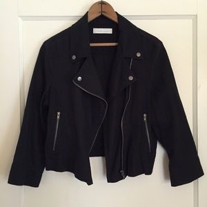 Zara Jackets & Blazers - Black Linen Cropped Moto Biker Jacket Zara Jackets & Blazers - Black Linen Cropped Moto Biker Jacket
