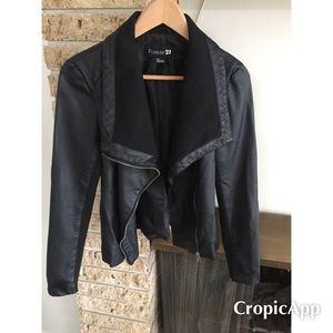 Jackets & Blazers - Cotton mix moto biker jacket with drape lapel Jackets & Blazers - Cotton mix moto biker jacket with drape lapel