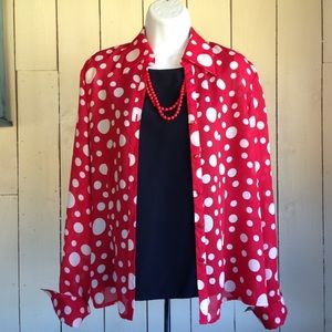 Christie and Jill Tops - Sheer Polka Dot Blouse with Matching Scarf Christie and Jill Tops - Sheer Polka Dot Blouse with Matching Scarf