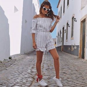 boutique Pants - White Off The Shoulder Tassel Romper boutique Pants - White Off The Shoulder Tassel Romper