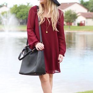 Double Zero Dresses & Skirts - Oxblood Garnet Long Sleeve Tunic Dress Double Zero Dresses & Skirts - Oxblood Garnet Long Sleeve Tunic Dress