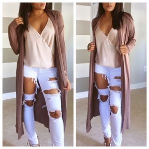 Sweaters - •NEW• Mocha long trench cardigan Sweaters - •NEW• Mocha long trench cardigan
