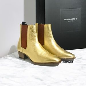 Saint Laurent Shoes - Saint Laurent Gold/Brown 'Wyatt' 40 Chelsea Boot Saint Laurent Shoes - Saint Laurent Gold/Brown 'Wyatt' 40 Chelsea Boot