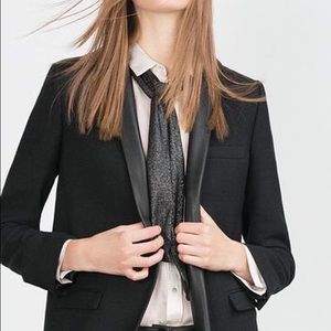 Zara Jackets & Blazers - Black leather and wool long blazer Zara Jackets & Blazers - Black leather and wool long blazer