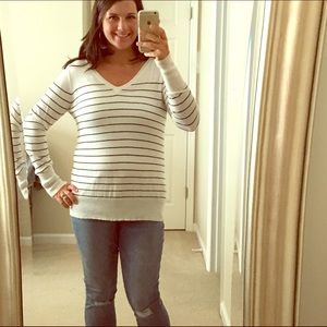 Mossimo Supply Co. Sweaters - Navy and White Striped Thin Sweater Mossimo Supply Co. Sweaters - Navy and White Striped Thin Sweater