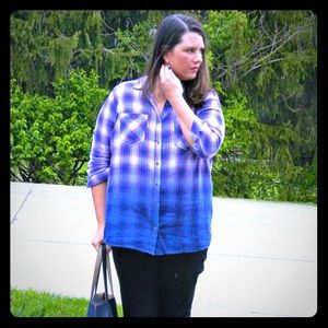Hydraulic Tops - Hydraulic Dip Dye Plaid Button Down Hydraulic Tops - Hydraulic Dip Dye Plaid Button Down