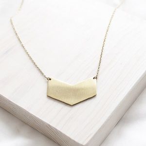 LucyMint Jewelry - Chevron Pendant Raw Brass Necklace LucyMint Jewelry - Chevron Pendant Raw Brass Necklace