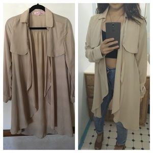 Zara Jackets & Blazers - Beige long chiffon light trench jacket Zara Jackets & Blazers - Beige long chiffon light trench jacket