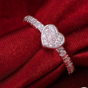 Boutique Jewelry - Petite Pave Heart Ring Sterling Silver Boutique Jewelry - Petite Pave Heart Ring Sterling Silver