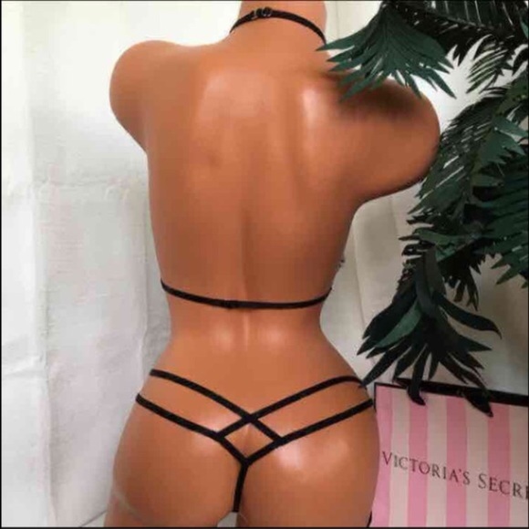 Victoria S Secret Intimates Sleepwear Vs Sml Strappy Sexy Eyelash Black Teddy Lingerie