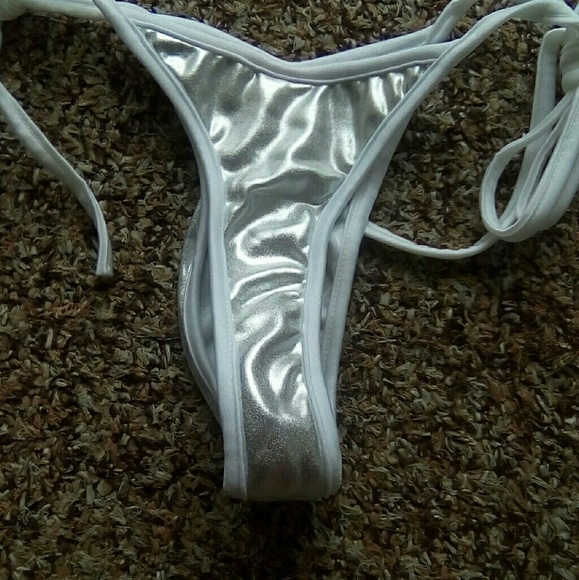 Roma Swim White Silver Metallic Micro Tiny Bikini Poshmark