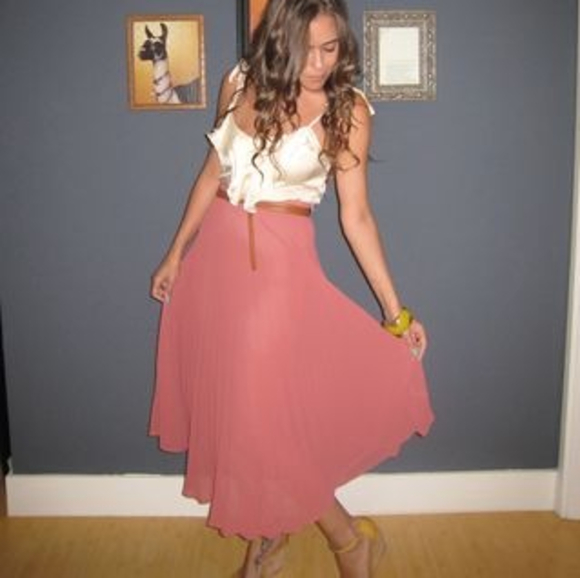 Sheer Pleated Mauve Skirt