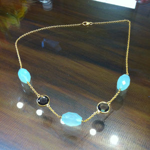 Aqua and smoky quartz necklace