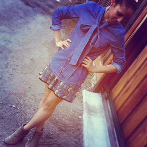 Tops - Denim bow blouse Tops - Denim bow blouse