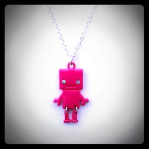 Hot Pink Robot Necklace
