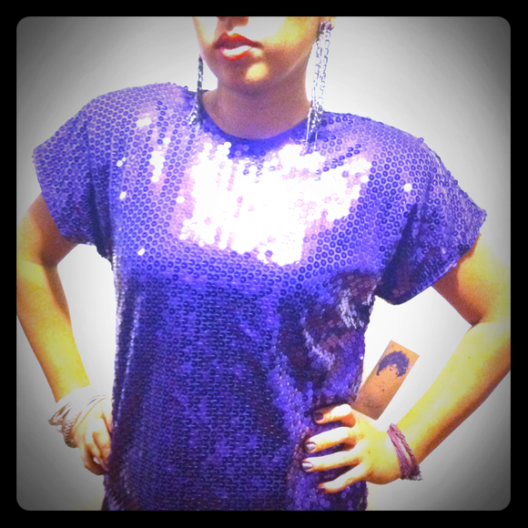 Vintage Purple Sequins Disco Top