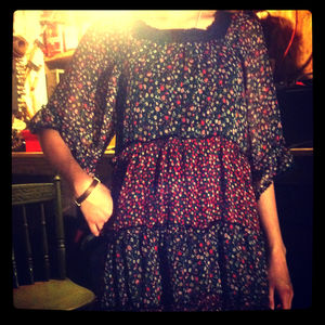 Vintage Sheer Floral Blouse Medium