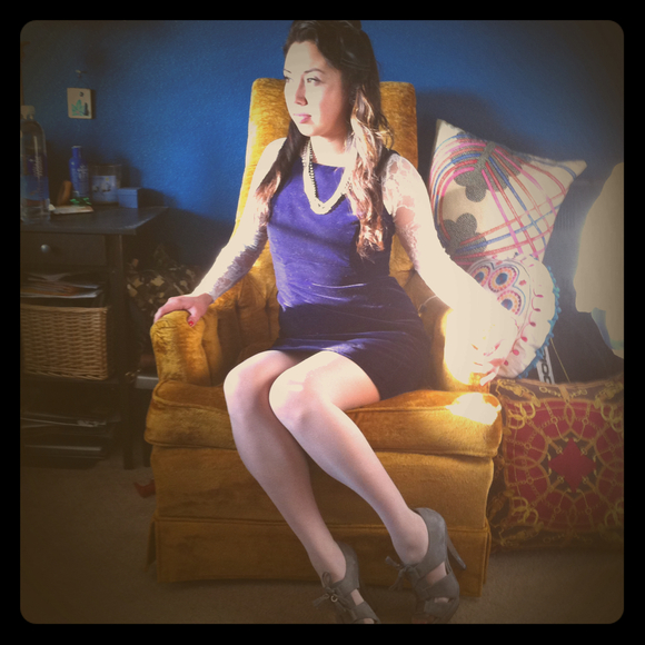 Vintage royal purple velvet dress