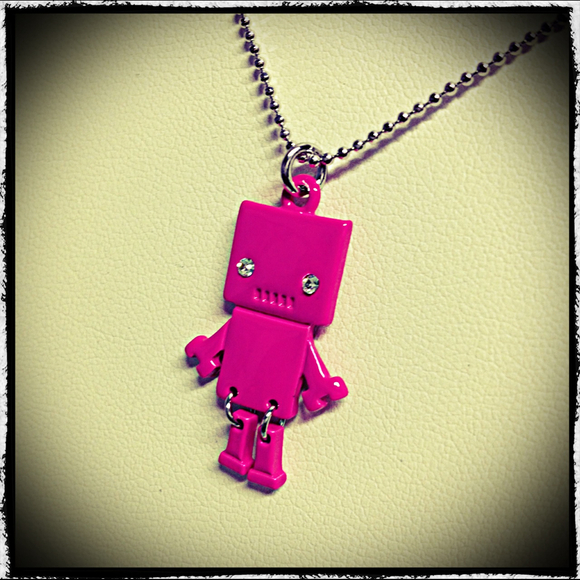 Hot Pink Robot Necklace