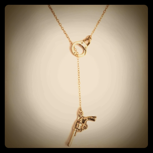 Handcuff & Gun Lariat Necklace