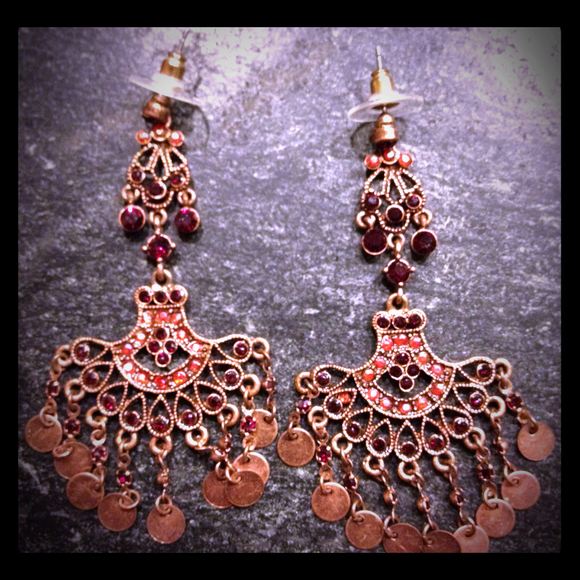 New Price! Bronze and red earrings