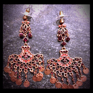 New Price! Bronze and red earrings