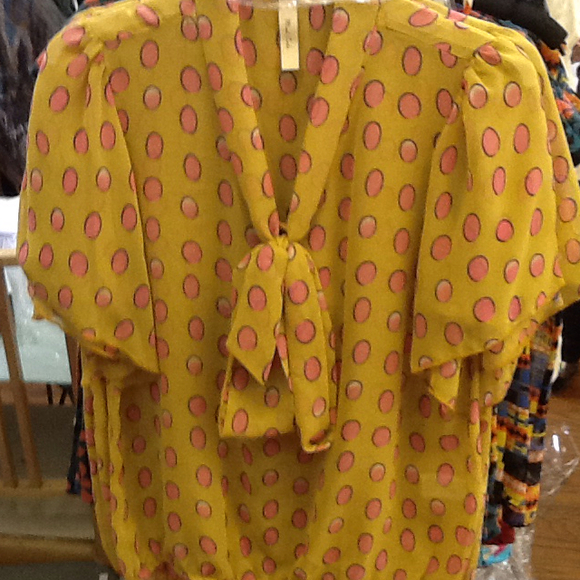 Chiffon polkadot bow blouse