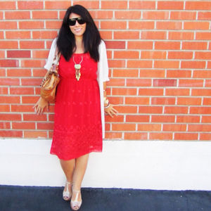 Dresses - SOLD! Sheer Red Dress with Floral Embroidery Dresses - SOLD! Sheer Red Dress with Floral Embroidery