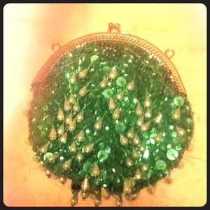 Emerald Beaded clutch
