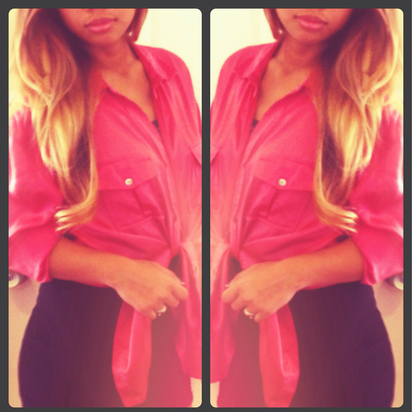 Carnation Pink-Silk Button Up