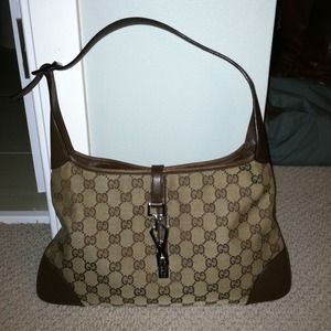 authentic gucci brown fabric shoulder bag