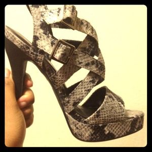Snake skin 5 inch heels.