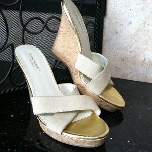 Brand new, never worn, cork wedgies