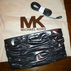 REDUCED - michael kors gunmetal leather clutch