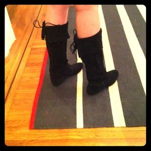 Sold- REDUCED Black Suede Boots, size 7