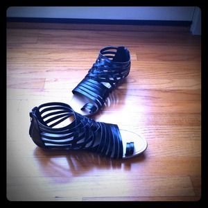 Reduced Price!! Black back zip sandals size 9